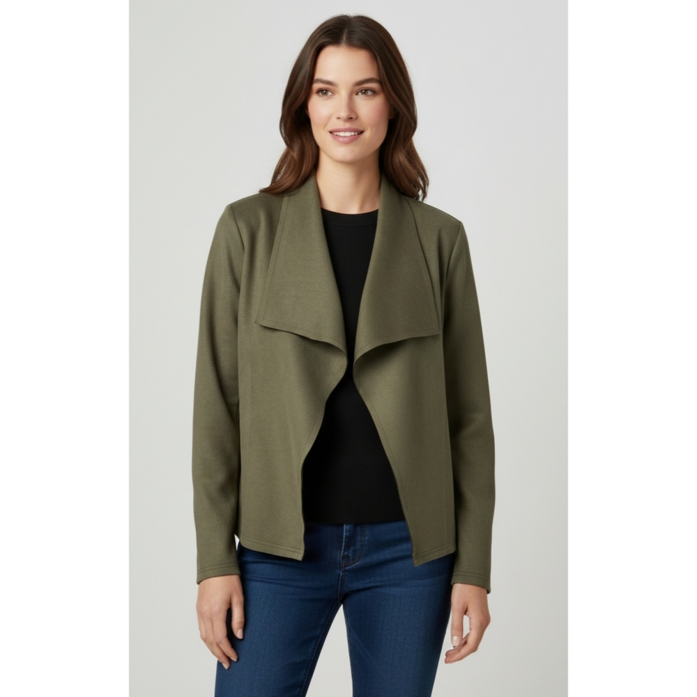 Woman's Faux Suede Open Front Waterfall Top